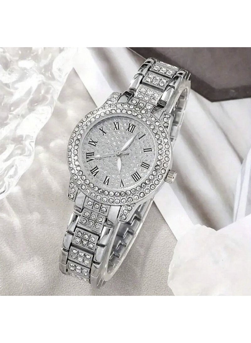 veya 6-Piece Luxury Women’s Jewelry & Watch Set (Quartz Watch, Necklace, Earrings, Ring, Bracelet & Accessories) With Rhinestone Accents - Image 5